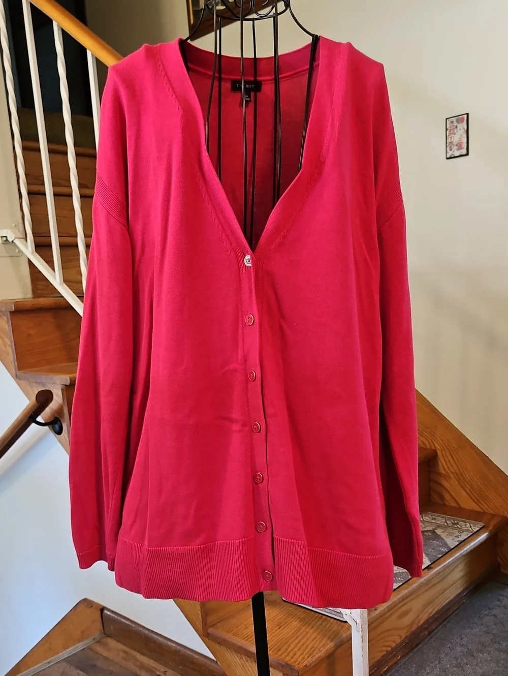 👚Talbots Raspberry Pink V-Neck Button Cardigan - Picture 1 of 9